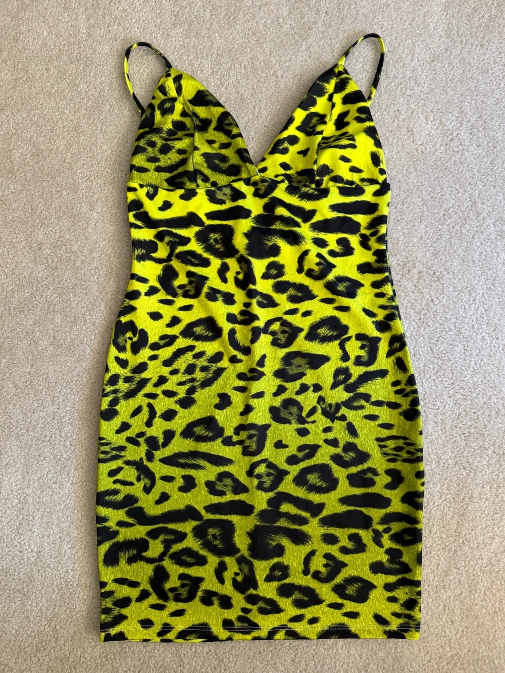 Fashion Nova Neon Yellow Leopard Mini Dress